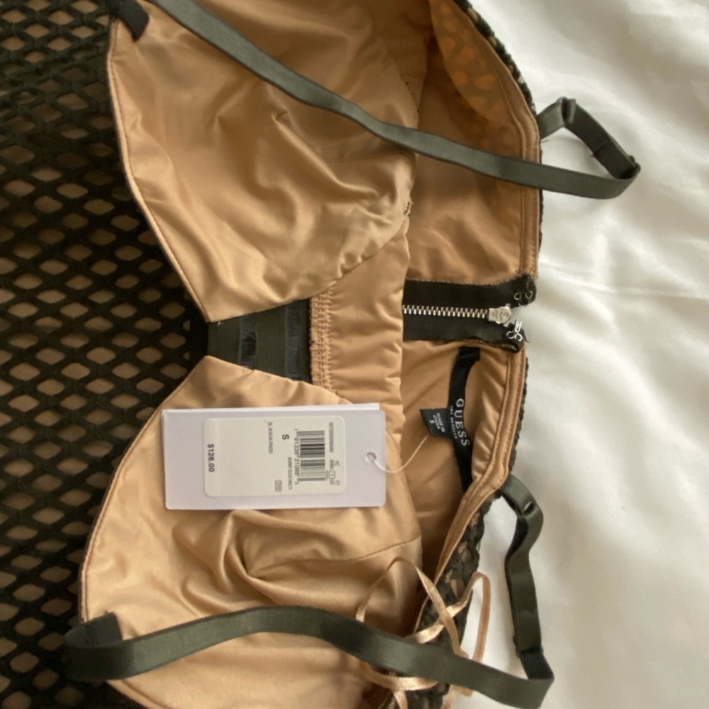 GUESS dress in Olive and Nude/Cream - NWT (NY Eve Dress, Christmas Dress, etc) - Picture 4 of 9